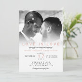 Invitation Moderne noir blanc ombre photo gay mariage (Debout devant)