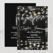 Invitation moderne noir & blanc surprise QR rsvp (Devant / Derrière)