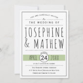 Invitation Moderne noir, blanc typographie sauge vert mariage (Devant)
