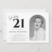 Invitation moderne noir et blanc pour hommes 21e anniversaire (Devant)