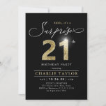 Invitation Moderne noir et or adulte surprise 21e anniversair<br><div class="desc">Modern Shhh, c'est une surprise 21ème anniversaire invitation de fête comprend script élégant et faux or parties scintillant numéro 21 et vos détails de fête sur couleur arrière - plan noir, simple et élégant, grande surprise invitation d'anniversaire adulte jalon d'anniversaire pour les hommes et les femmes. la couleur noire de...</div>