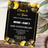 Invitation Moderne Noir et Or pour le 50e Annivers