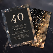 Invitation Moderne, Noir, Or, Parties scintillant, 40. Annive
