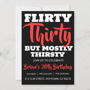 Invitation moderne noir simple adulte 30e anniversaire invita