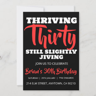 Invitation moderne noir simple adulte 30e anniversaire invita