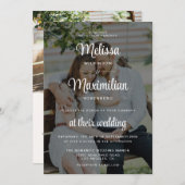 Invitation Moderne noir transparent chic 2 photo QR Code RSVP (Devant / Derrière)