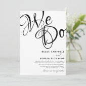 Invitation Moderne Nous Faisons Écriture Noir & Blanc Mariage (Debout devant)