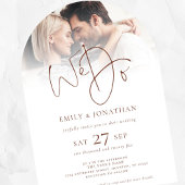 Invitation Moderne Nous faisons Texte Brown QR Photo Mariage 