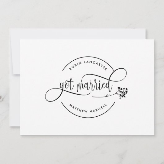 Invitation Moderne Nous Nous Sommes Mariés Mariage / Elope Fa (Dos)