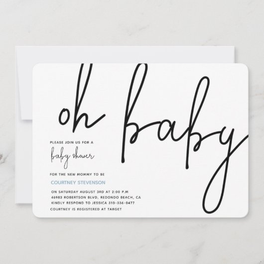 Invitation moderne Oh Baby (Devant)