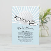 Invitation Moderne Oh Boy Golf Ball Boys Baby shower (Debout devant)
