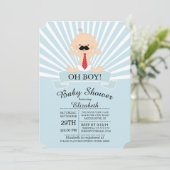 Invitation Moderne Oh Boy Mustache Boys Baby shower (Debout devant)