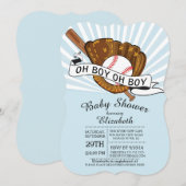 Invitation Moderne Oh Boy Sports Baseball Boys Baby shower (Devant / Derrière)