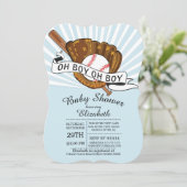 Invitation Moderne Oh Boy Sports Baseball Boys Baby shower (Debout devant)