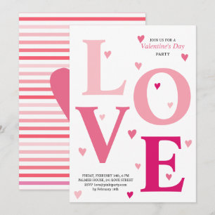Invitation Moderne ombre rose coeur d'AMOUR Valentines Fête