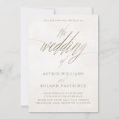 Invitation Moderne Or et Beige Le Mariage de Calligraphie (Devant)