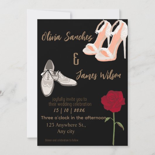 Invitation Moderne or et Mme mariage or (Devant)