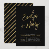 Invitation moderne or et noir pour événement à tou (Devant / Derrière)