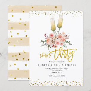 Invitation Moderne Or Félicitations pour Trente An