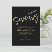 Invitation Moderne Or Noir Soixante-Dix Script 70e Anniversai (Debout devant)