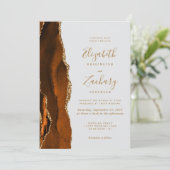 Invitation Moderne Orange Brûlé Or Agate Gris Pâle Mariage (Debout devant)