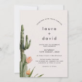 Invitation Moderne Orange Floral Cactus Mariage (Devant)