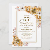 Invitation Moderne Orange Floral Surprise 75ème anniversaire (Devant)