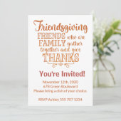 Invitation moderne Orange Friendsgiving (Debout devant)