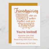 Invitation moderne Orange Friendsgiving (Devant / Derrière)