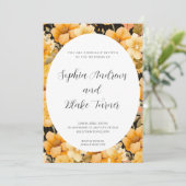 Invitation Moderne Orange Garden Floral Mariage encadré (Debout devant)