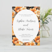 Invitation Moderne Orange Garden Floral Mariage encadré (Debout devant)