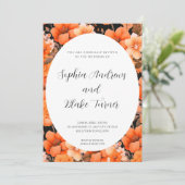 Invitation Moderne Orange Garden Floral Mariage encadré (Debout devant)