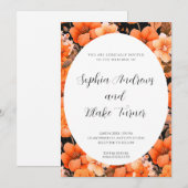 Invitation Moderne Orange Garden Floral Mariage encadré (Devant / Derrière)