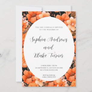 Invitation Moderne Orange Garden Floral Mariage encadré