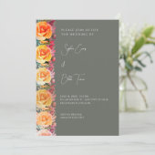 Invitation Moderne Orange Ombre Rose Mariage vert (Debout devant)
