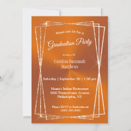 Invitation Moderne Orange Parties scintillant Cadre Diplôme