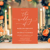 Invitation Moderne Orange Verona Sunset Calligraphie Mariage