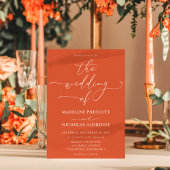 Invitation Moderne Orange Verona Sunset Calligraphie Mariage