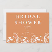 Invitation Moderne Orange White Fleur sauvage Fête des mariée (Devant)