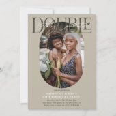 Invitation Moderne Ovale Photo & Double Anniversaire Double N (Devant)