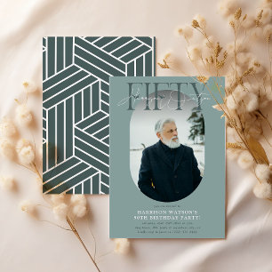 Invitation moderne ovale photo et signature 50e an
