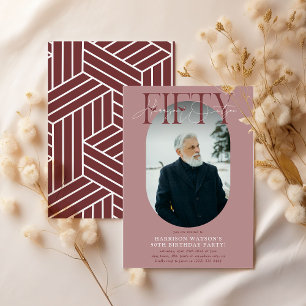 Invitation moderne ovale photo et signature 50e an
