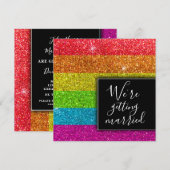 Invitation Moderne paillettes arc-en-ciel de couleur scintill (Devant / Derrière)