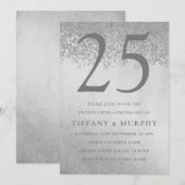 Invitation Moderne Paillettes Argent 25e Anniversaire de Mari (Devant / Derrière)