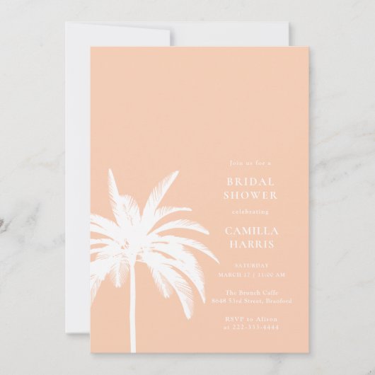 Invitation moderne Palm Peach Bridal Shower (Devant)