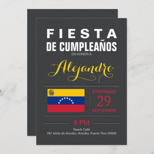 Invitation Moderne : Partie du Venezuela (Devant / Derrière)