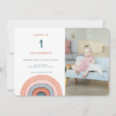 Invitation Moderne Pastel Aquarelle Arc-en-ciel Photo Anniver (Devant)