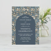 Invitation Moderne pastel bleu ivoire fleuri Art Nouveau (Debout devant)