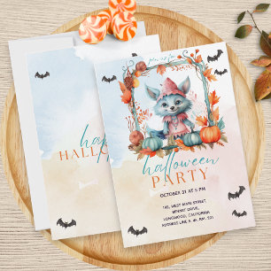 Invitation Moderne Pastel Citrouille Patch Fox Halloween Part