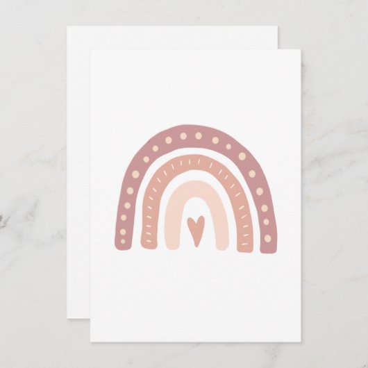 Invitation Moderne Pastel rose arc-en-ciel Boho Devinez le no (Devant / Derrière)
